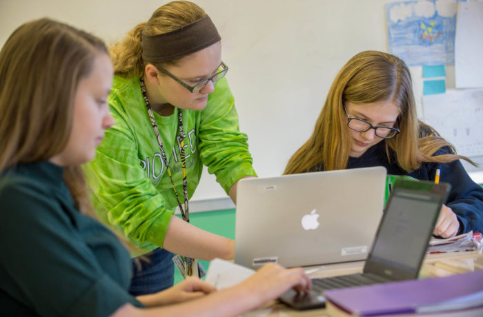 Female students learning together