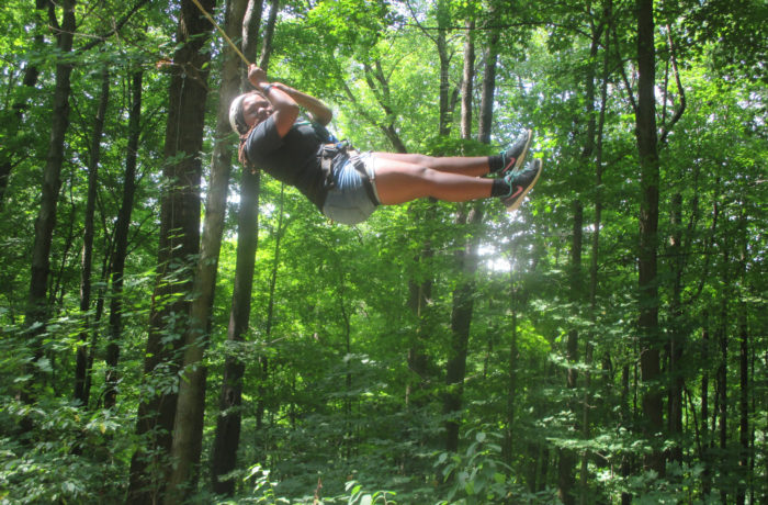 Female zip-lining